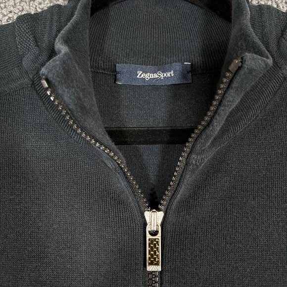 Zegna Sport Full Zip Cotton Blend Stretch Sweater - Men's Size XL - Dark Blue - Picture 2 of 10
